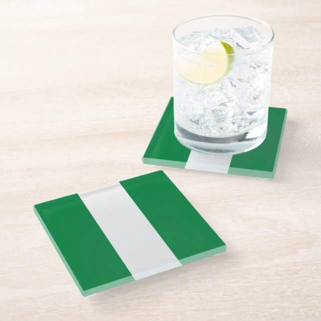 Nigeria flag glass coaster (Angled)