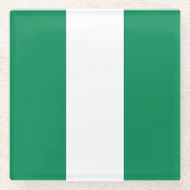 Nigeria Flag Glass Coaster (Front)