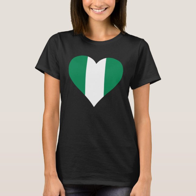 Nigeria Flag Heart Nigeria  Love Nigeria T-Shirt (Front)