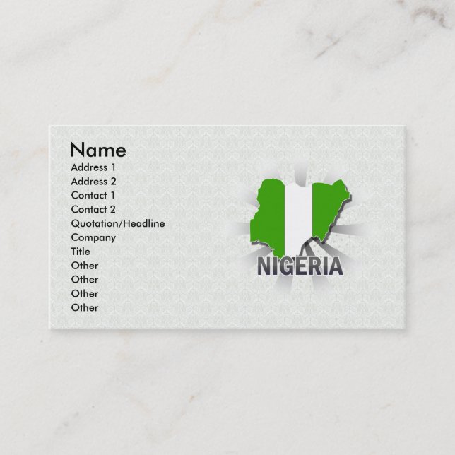 Nigeria Flag Map 2.0 Business Card (Front)