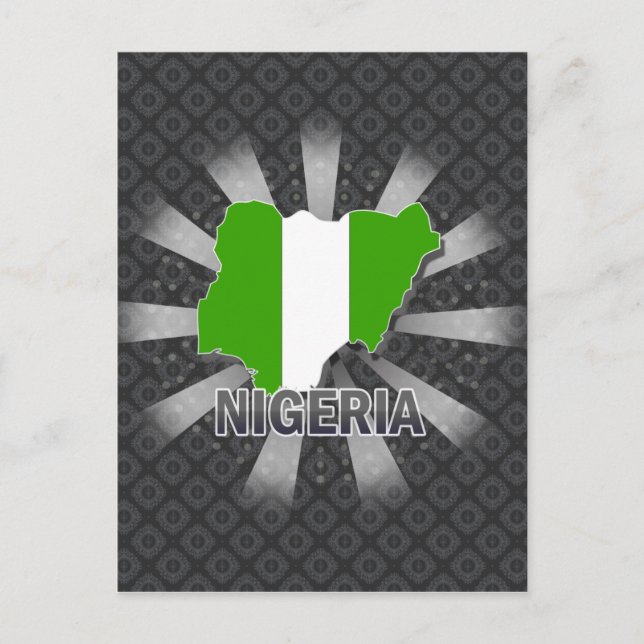 Nigeria Flag Map 2.0 Postcard (Front)