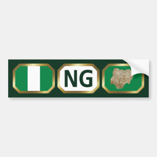 Nigeria Flag Map Code Bumper Sticker