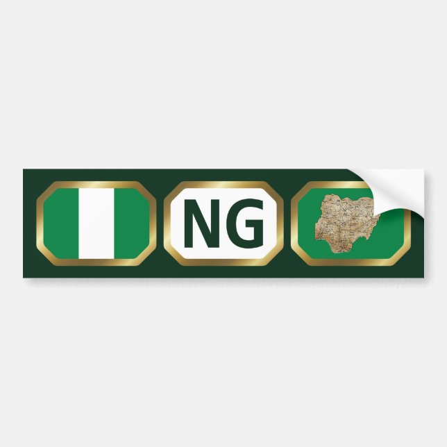 Nigeria Flag Map Code Bumper Sticker (Front)
