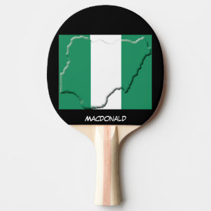 NIGERIA FLAG & MAP Personalised BLACK Ping Pong Paddle
