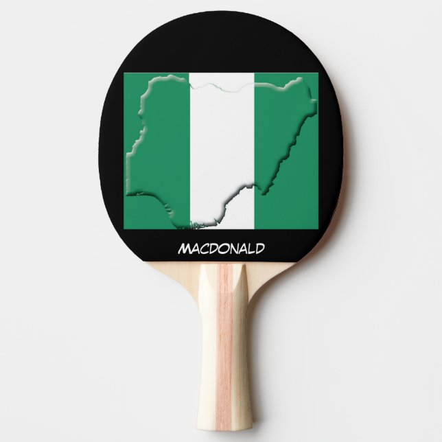 NIGERIA FLAG & MAP Personalised BLACK Ping Pong Paddle (Front)