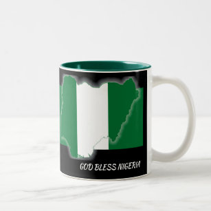 NIGERIA FLAG MAP Scripture Customised Two-Tone Coffee Mug