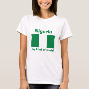 Nigeria Flag + Map + Text T-Shirt