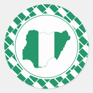 NIGERIA FLAG Nigerian Map Stylish Patriotic Classic Round Sticker