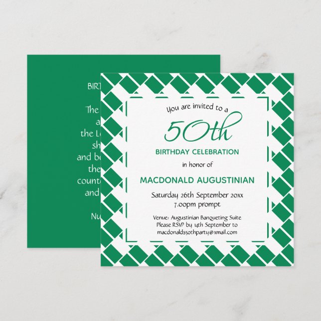 NIGERIA FLAG Personalised 50th Birthday Invitation (Front/Back)