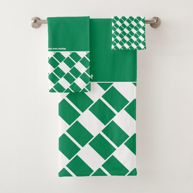 NIGERIA FLAG Personalised Scripture GREEN Bath Towel Set (Insitu)