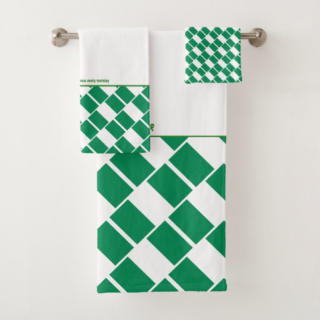 NIGERIA FLAG Personalised Scripture WHITE Bath Towel Set (Insitu)