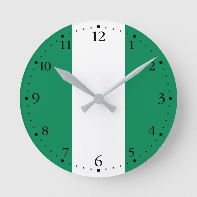 Nigeria Flag Round Clock (Front)