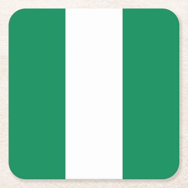 Nigeria Flag Square Paper Coaster (Front)