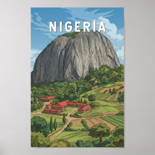 Nigeria Illustration Travel Art Vintage Poster
