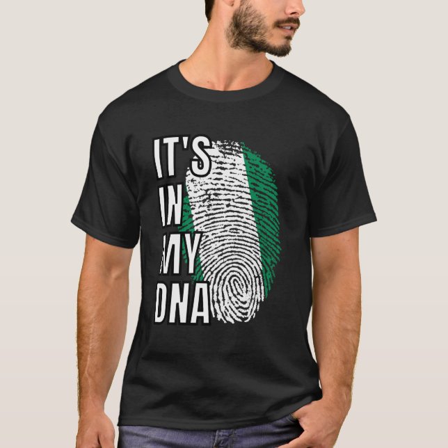 Nigeria It's In My DNA FlagThumbprint T-Shirt (Front)