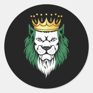Nigeria Lion King Flag Classic Round Sticker