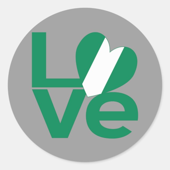 Nigeria LOVE Green Classic Round Sticker (Front)