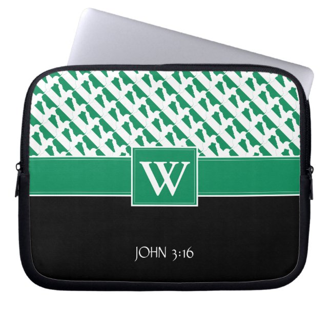 NIGERIA Monogram Christian GREEN Laptop Laptop Sleeve (Front)