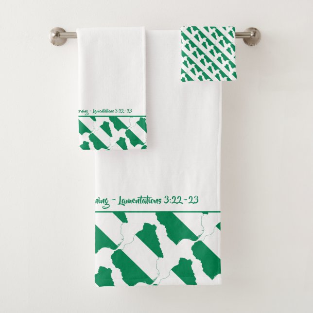 NIGERIA NAIJA MAP God's mercies Christian Quote Bath Towel Set (Insitu)