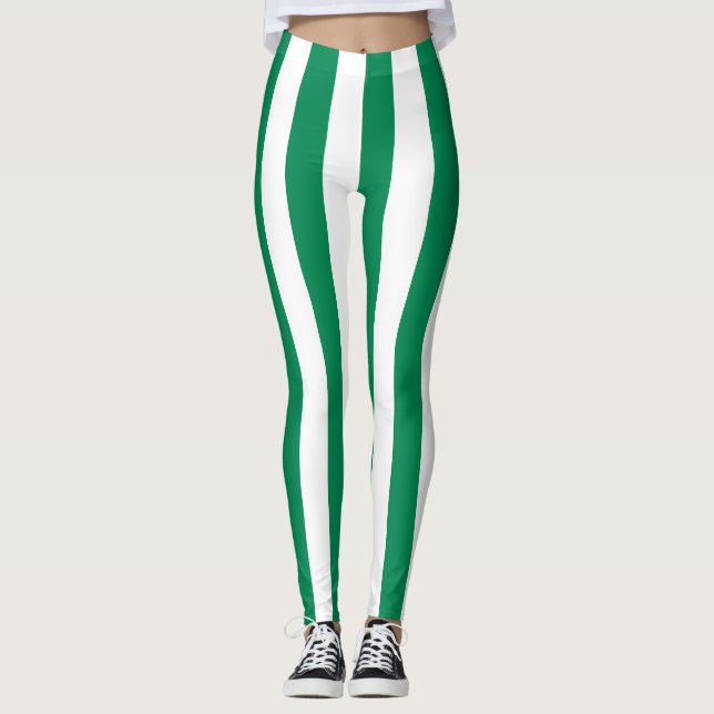 Nigeria National Flag Colours Vertical Striped Leggings (Front)