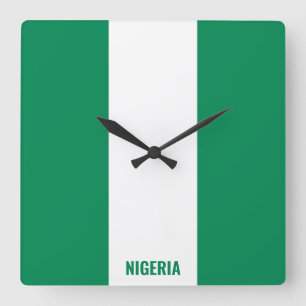 Nigeria National Flag Patriotic Square Wall Clock