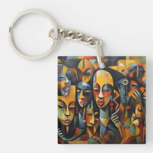 Nigeria, Nigerian Abstract Art, African Art Key Ring