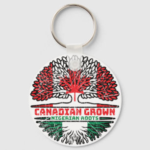 Nigeria Nigerian Canadian Canada Tree Roots Flag Key Ring