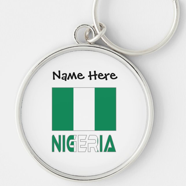 Nigeria Nigerian Flag Black Personalisation  Key Ring (Front)