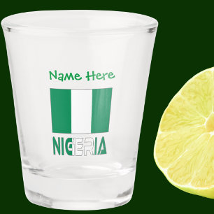 Nigeria Nigerian Flag Green Personalisation  Shot Glass