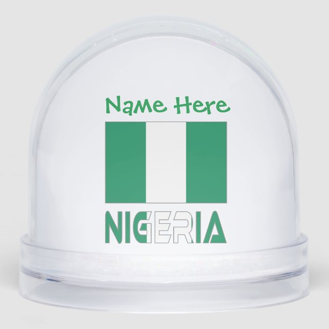 Nigeria Nigerian Flag Green Personalisation  Snowglobe (Front)