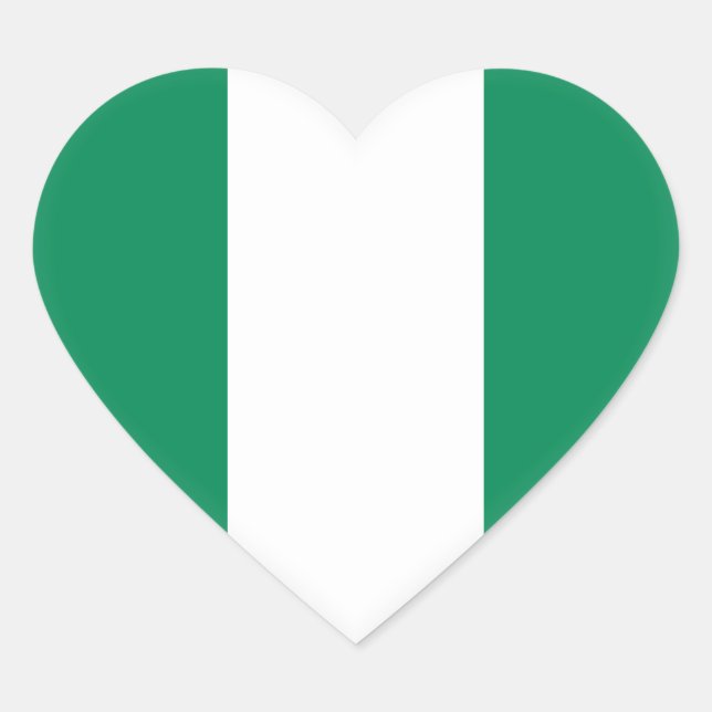 Nigeria (Nigerian) Flag Heart Sticker (Front)