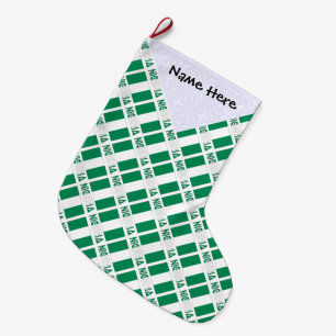 Nigeria Nigerian Flag Tiled Black Personalisation  Large Christmas Stocking