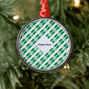 Nigeria Nigerian Flag Tiled Black Personalisation  Metal Tree Decoration