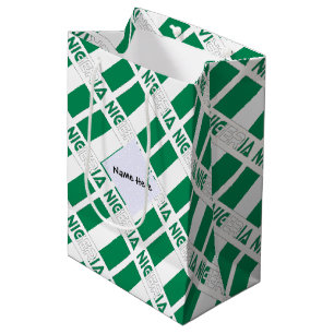 Nigeria Nigerian Flag Tiled Green Personalised  Medium Gift Bag