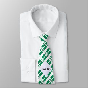 Nigeria Nigerian Flag Tiled Green Personalised Tie