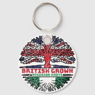 Nigeria Nigerian Uk United Kingdom British Tree Key Ring