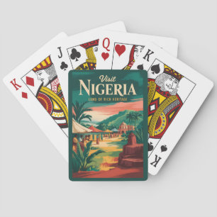 Nigeria Painterly Illustration Travel Art Vintage Playing Cards