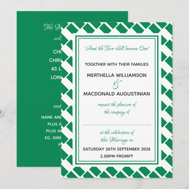 NIGERIA Patriotic Scripture Personalised Wedding Invitation (Front/Back)
