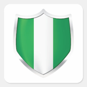 Nigeria Silver Shield Flag Square Sticker