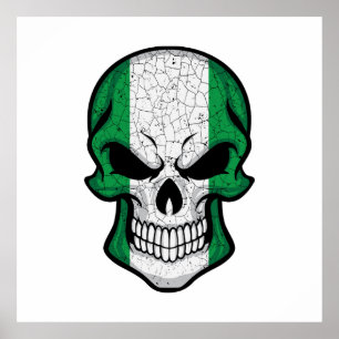 Nigeria Smiling Skull Flag Poster