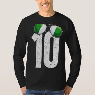 Nigeria Soccer Player Number 10 Nigerian Flag T-Shirt