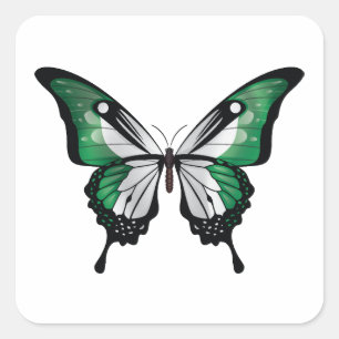 Nigeria Swallowtail Butterfly Flag Square Sticker