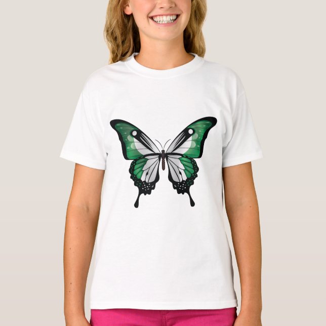 Nigeria Swallowtail Butterfly Flag T-Shirt (Front)