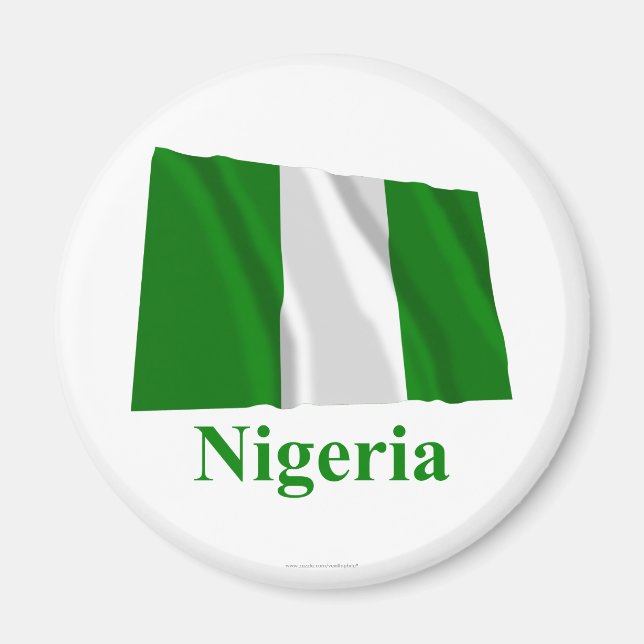 Nigeria Waving Flag with Name Magnet (Front)