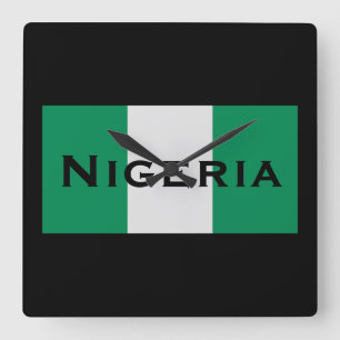Nigeria with Nigerian Flag (West Africa) Square Wall Clock