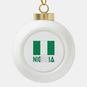 Nigeria with the Nigerian Flag Ceramic Ball Christmas Ornament