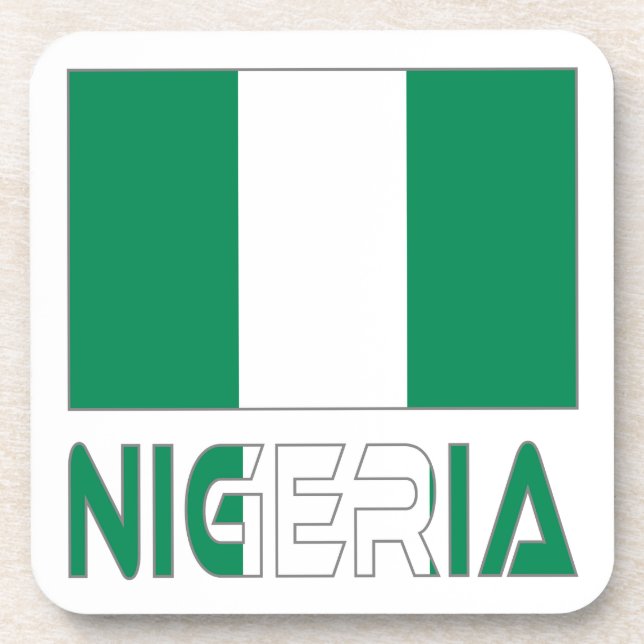 Nigeria with the Nigerian Flag  Coaster (Front)