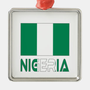 Nigeria with the Nigerian Flag Metal Tree Decoration