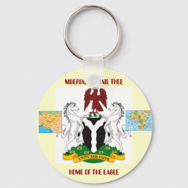 Nigeriaarms21, mnigeria, mapafrica, NIGERIA, WE... Key Ring (Front)