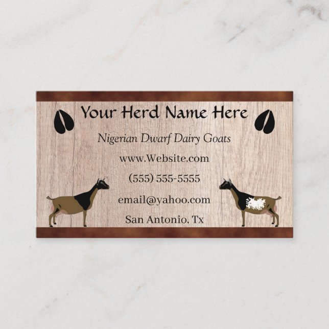 Nigerian Dwarf Dairy Goat Business Card (Front)